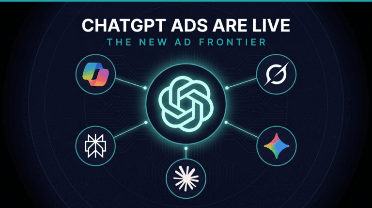 ChatGPT ads announcement graphic